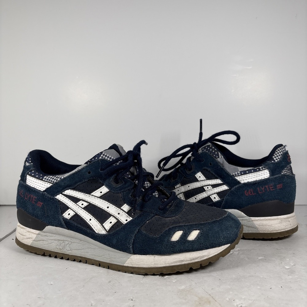 Size 8β Asics Gel Lyte 3 Dark Ink Blue White Sneakers H587L 5001